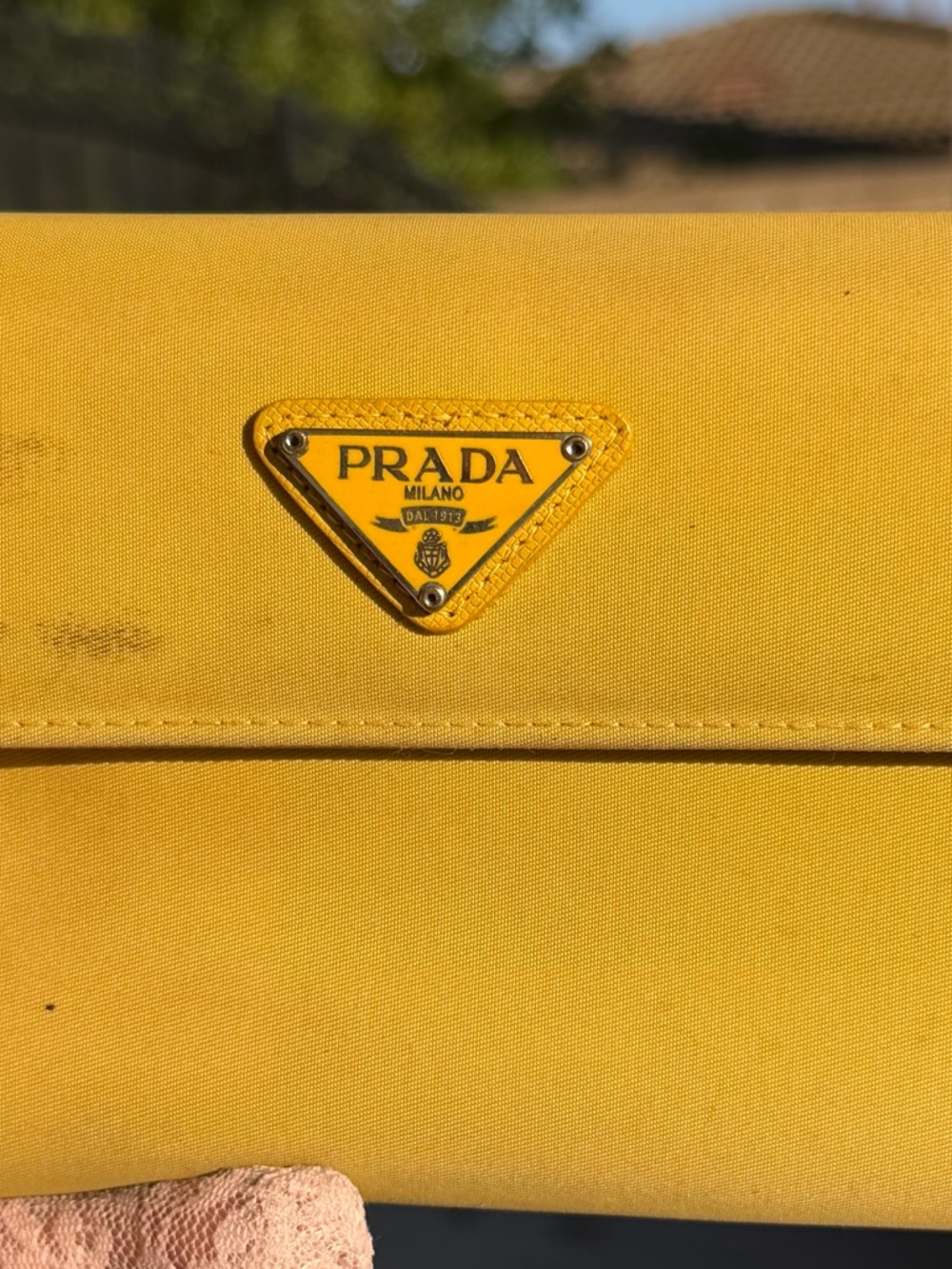 PRADA Yellow Nylon Trifold Wallet - Picture 3 of 8